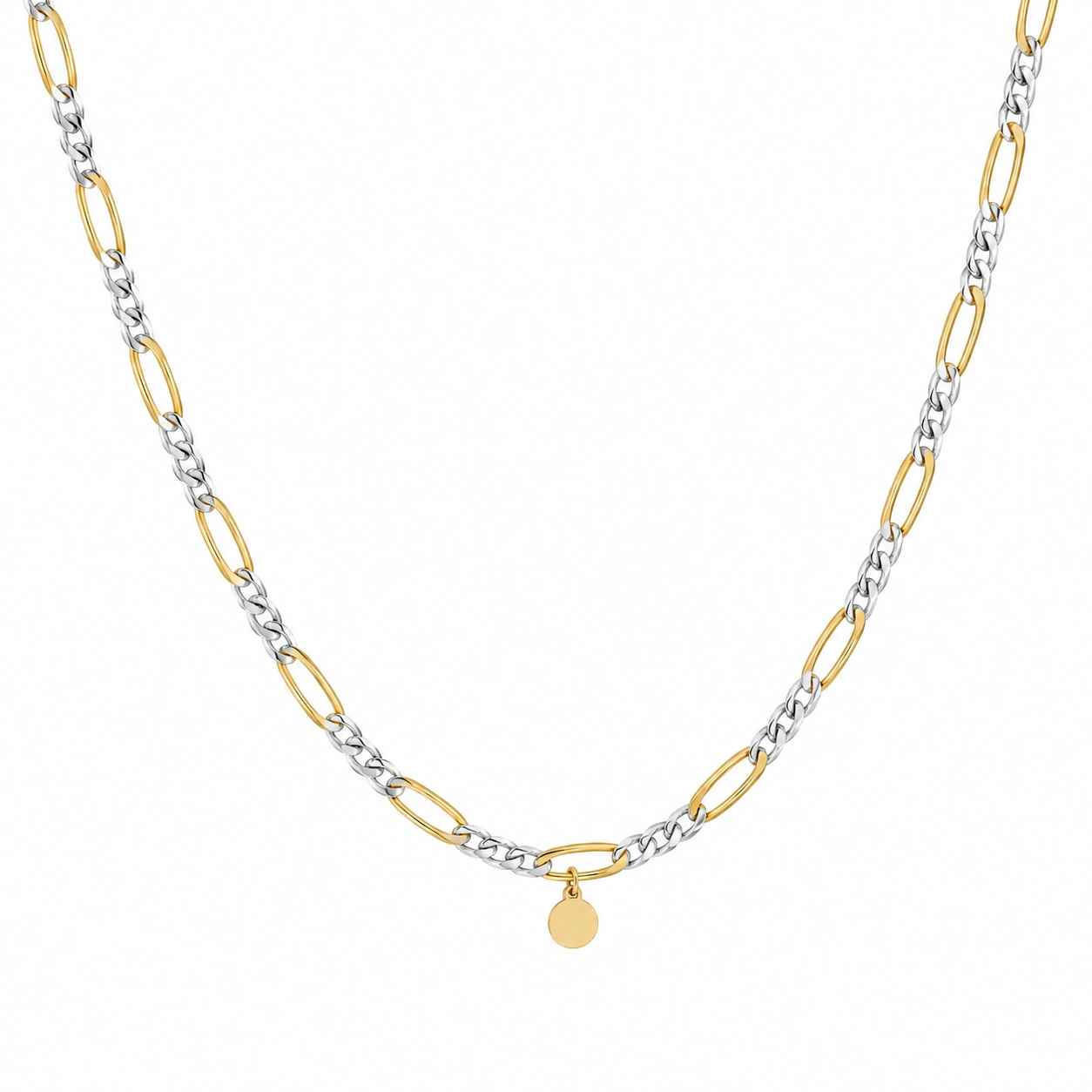 Zweifarbige Halskette mit Anhänger, Gold und Silber-ecoformia