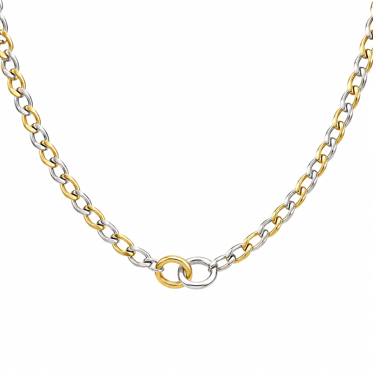 Bicolor Edelstahl Halskette - 45cm Gold und Silber-ecoformia