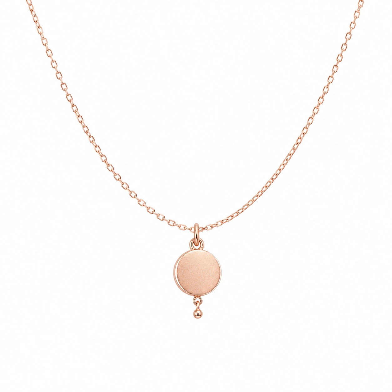 Roségold Halskette mit rundem Anhänger und Kugel Detail 45cm-ecoformia