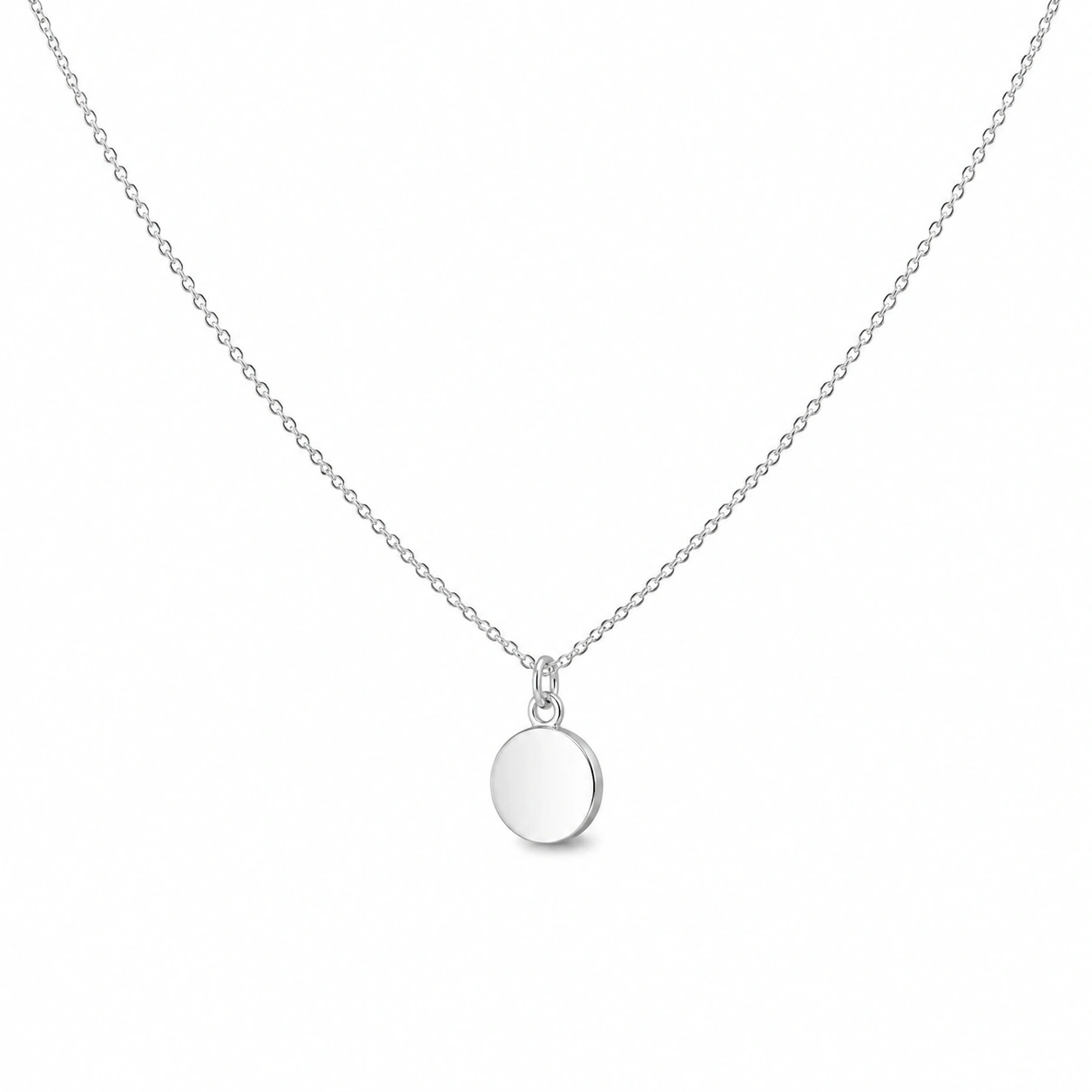 Elegante Silberkette mit rundem Anhänger, 45 cm-ecoformia