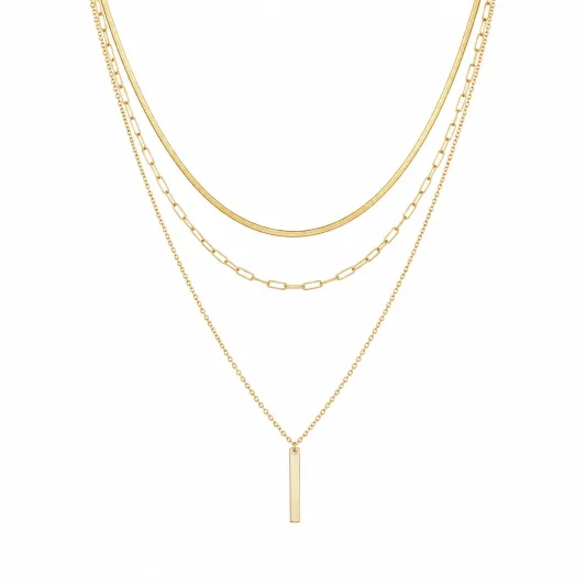 Goldene Mehrschichtige Halskette mit Anhänger für Damen-ecoformia