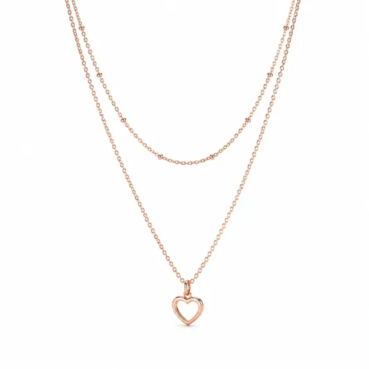 Zweireihige Roségoldkette mit Herzanhänger-ecoformia