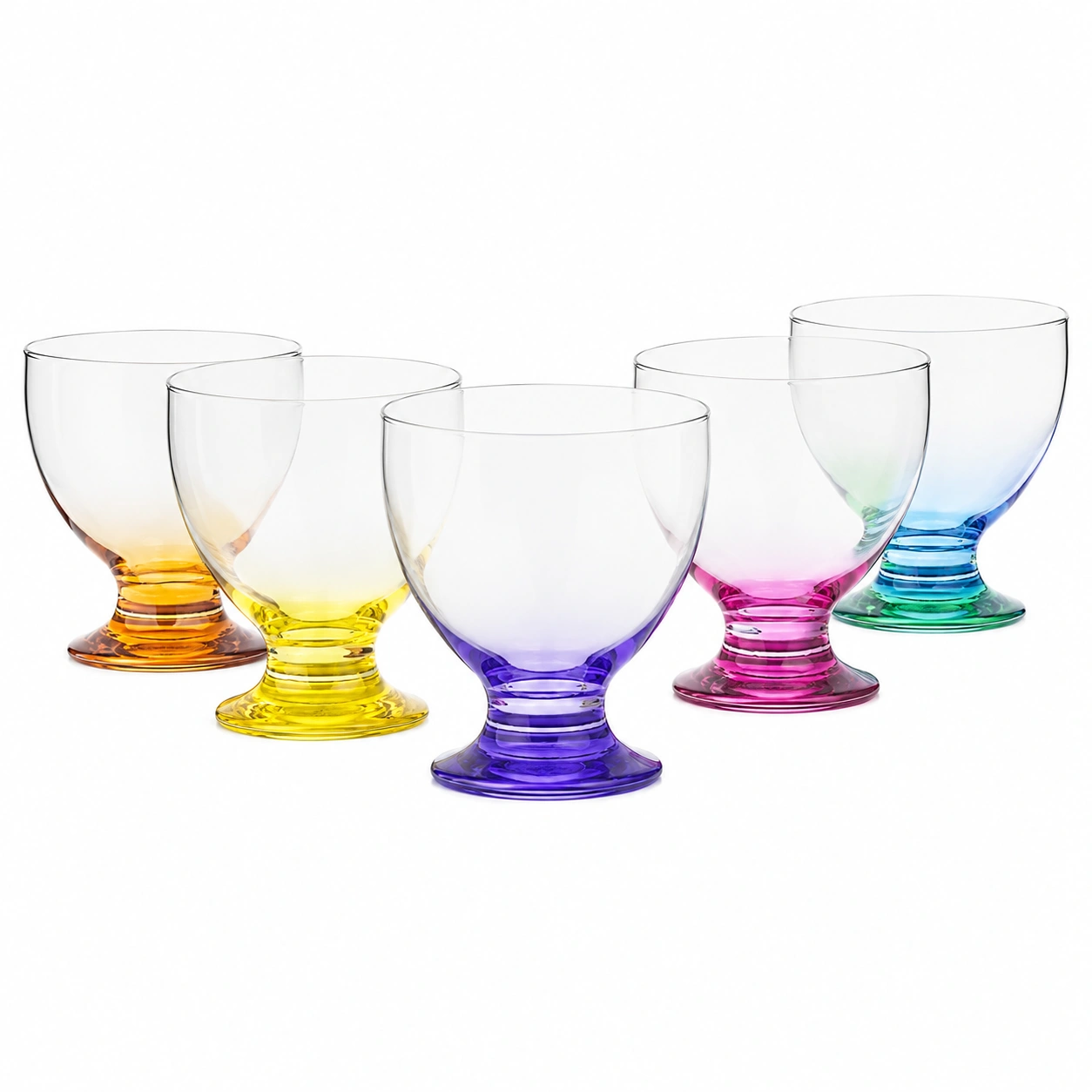 Juego de copas de vidrio de colores surtidos-BellanovaLiving