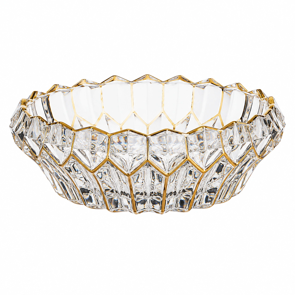 Centro de mesa de cristal con borde dorado-BellanovaLiving
