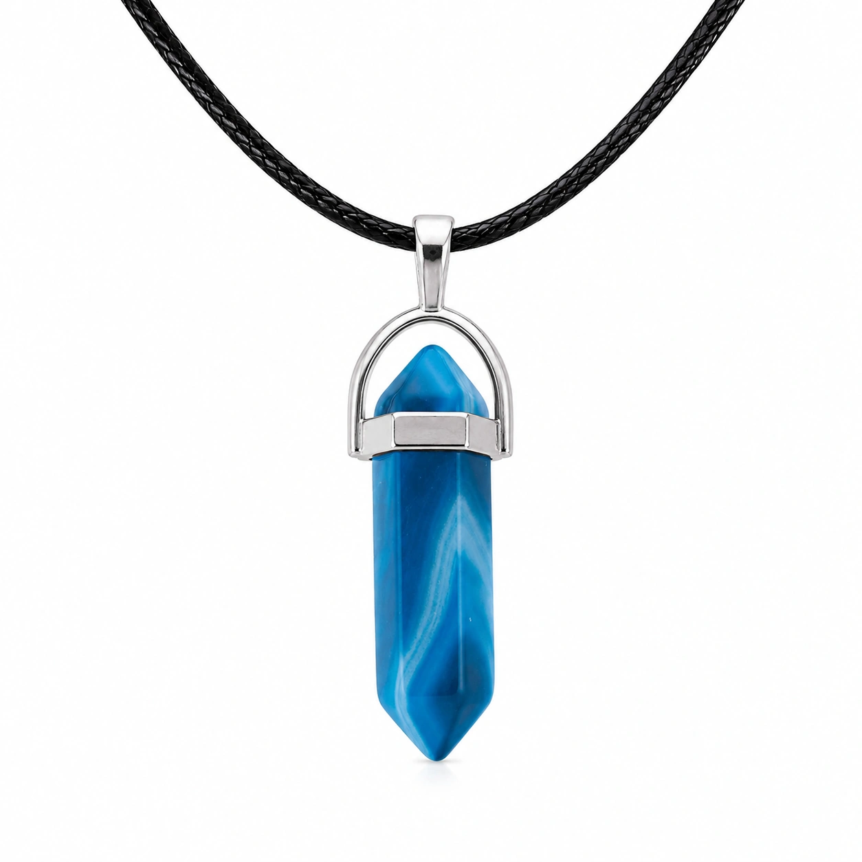 Collar piedra azul hexagonal-BellanovaLiving