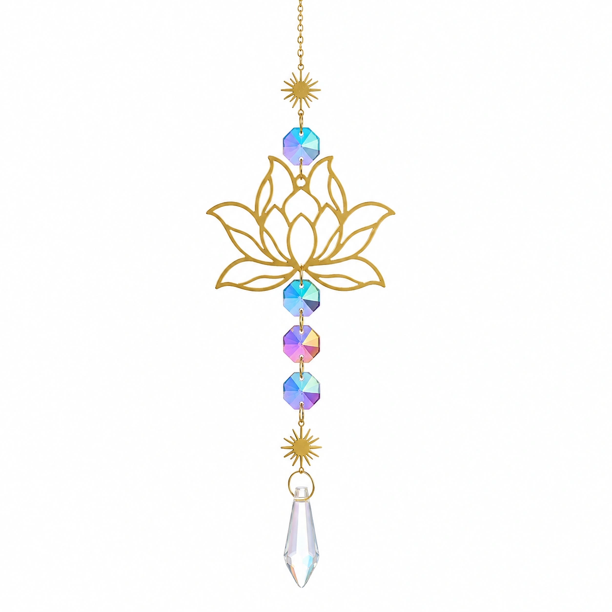 Colgante de sol y flor de cristal-BellanovaLiving