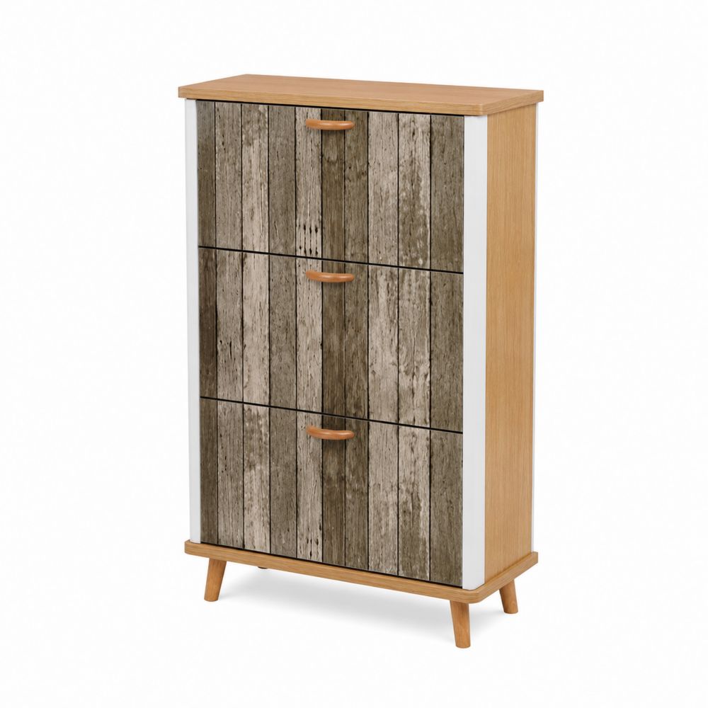 Szafka na buty 3-drzwiowa z drewna i MDF 85x65x25 cm