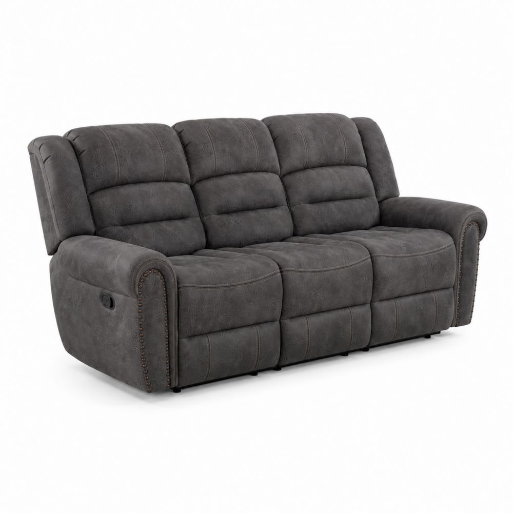Sofa 3-osobowa rozkładana skóra ekologiczna 220 cm Szary