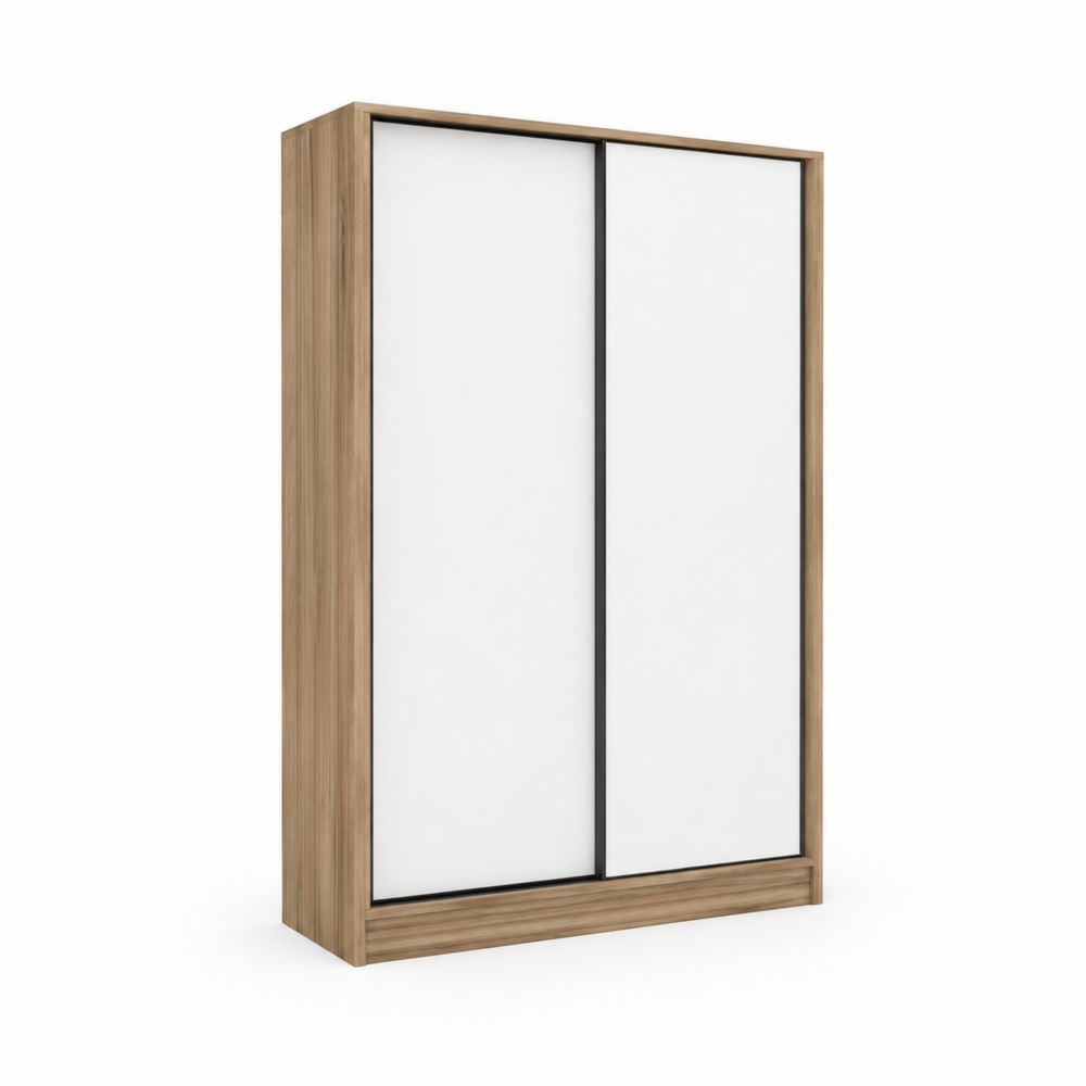 Szafa przesuwna z drewna i MDF 200x220x60 cm Biały/Dąb