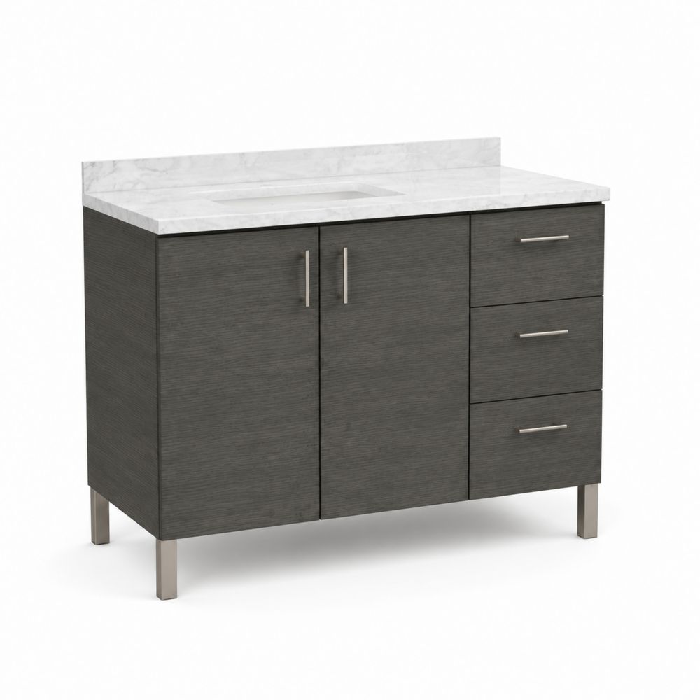 Szafka łazienkowa z blatem marmurowym Carrara 120 cm Ciemnoszara