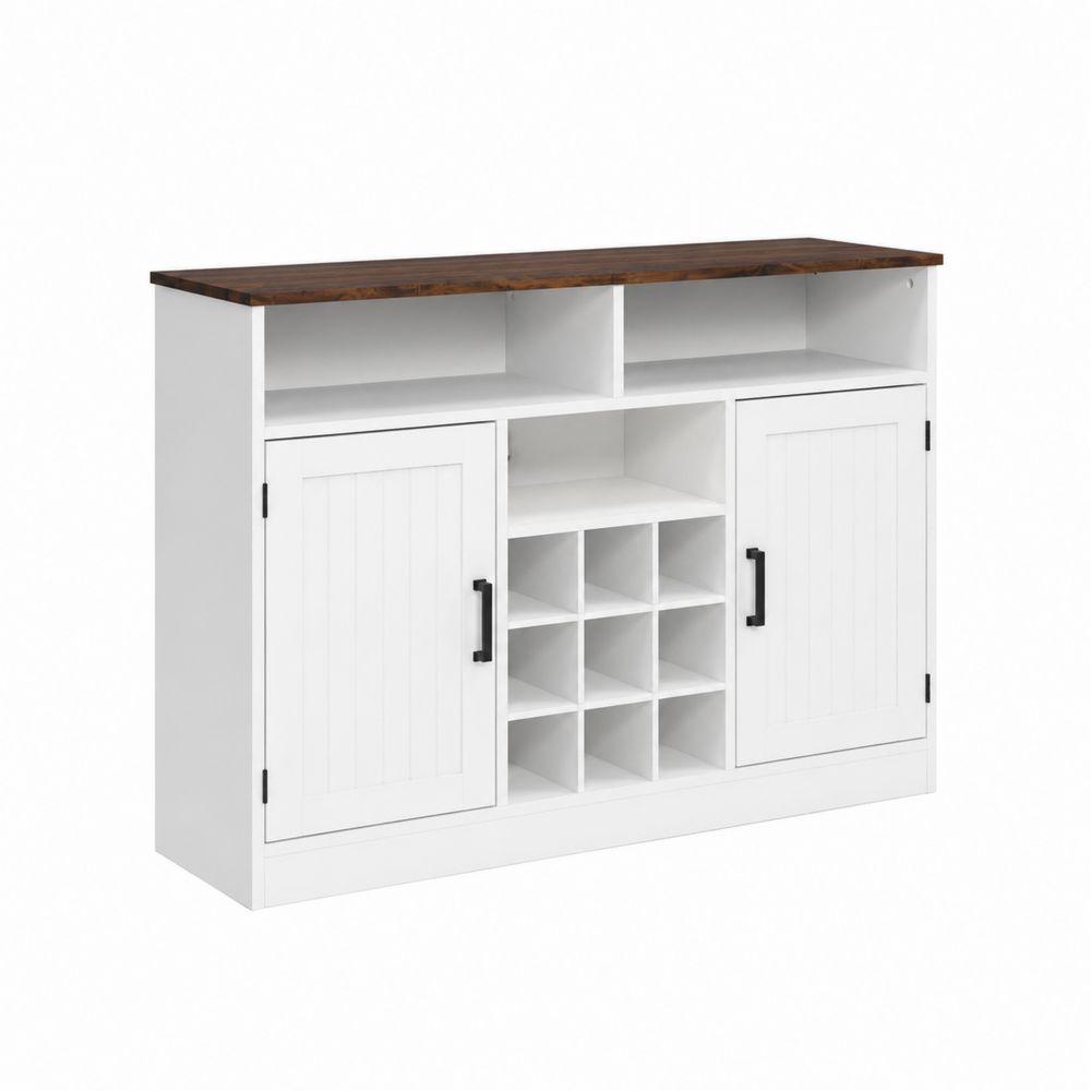 Kredens z półkami 140 cm MDF i drewno Biały/Brązowy
