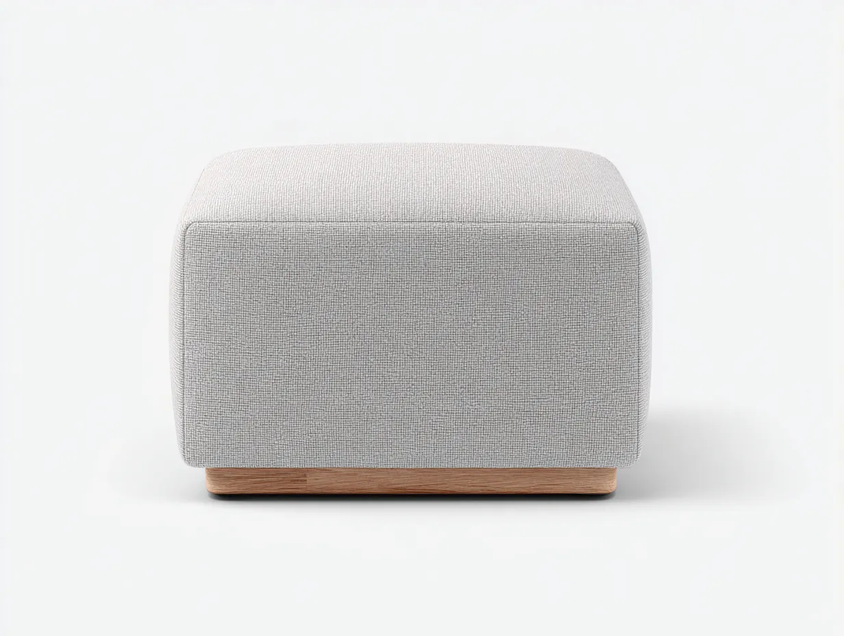 Reposapiés redondo tapizado en blanco roto 44x44x44 cm - blanco roto - para salón - silueta minimalista acogedora