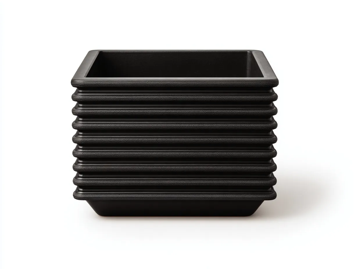 Blumentopf 92x38x36 cm - Kunststoff - schwarz - rechteckiger Pflanzkübel mit horizontalen Rippen für draußen-Liralydecor