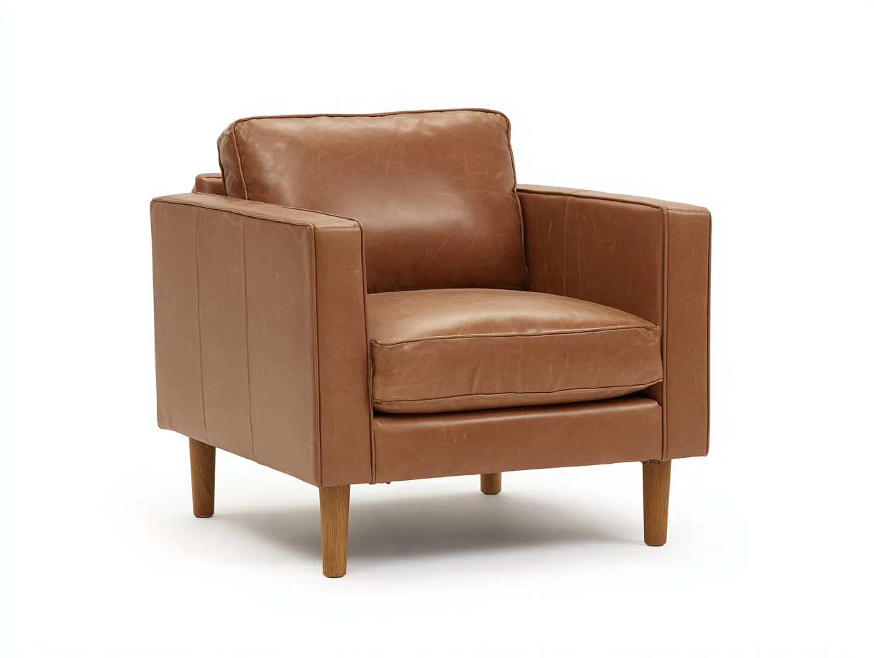 Sessel 83x79x85 cm - Kunstleder und Holz - honigbraun und natur - Wohnzimmer-Sessel mit geraden Armlehnen-Liralydecor