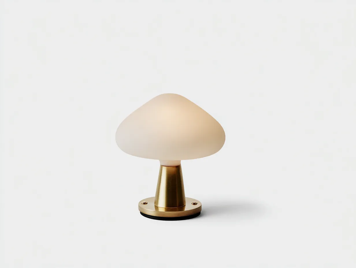 Tischlampe 25x25x30 cm - Metall und Glas - schwarz und messingfarben und opalweiß - moderne Schlafzimmerlampe mit Rundschirm-Liralydecor