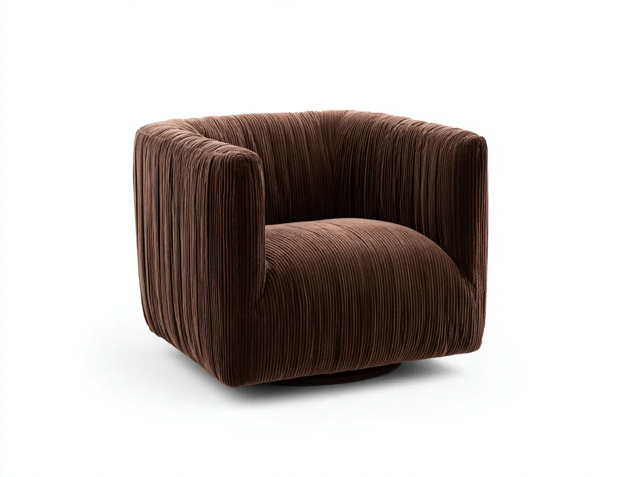 Sessel 96x94x78 cm - Cordstoff - dunkelbraun - drehbarer Wohnzimmer-Sessel mit breiten Armlehnen