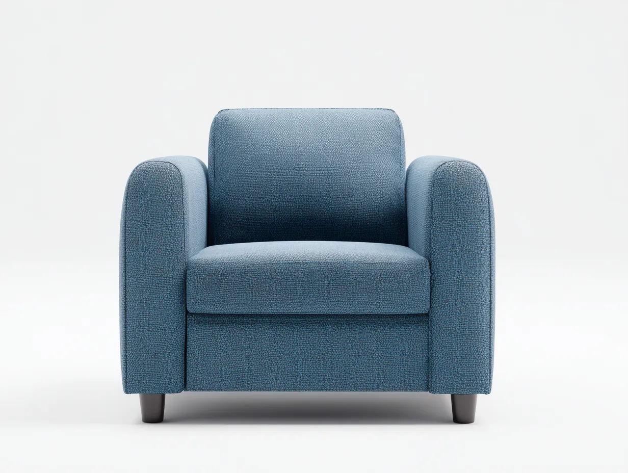 Sessel 92x86x82 cm - Strukturstoff - blau - breiter Wohnzimmer-Sessel mit gerundeten Armlehnen