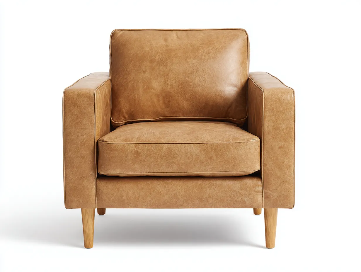 Sessel 84x80x84 cm - Kunstleder und Holz - braun und natur - kompakter Loungesessel mit breiten Armlehnen-Liralydecor