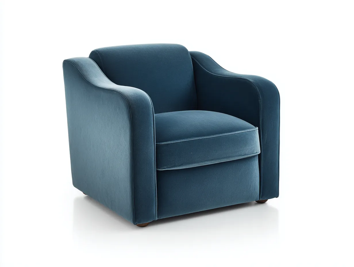 Sessel aus Samtstoff 82x86x84 cm - Petrolblau - für das Wohnzimmer - mit weich gepolstertem Sitz und geschwungenen Armlehnen-Liralydecor