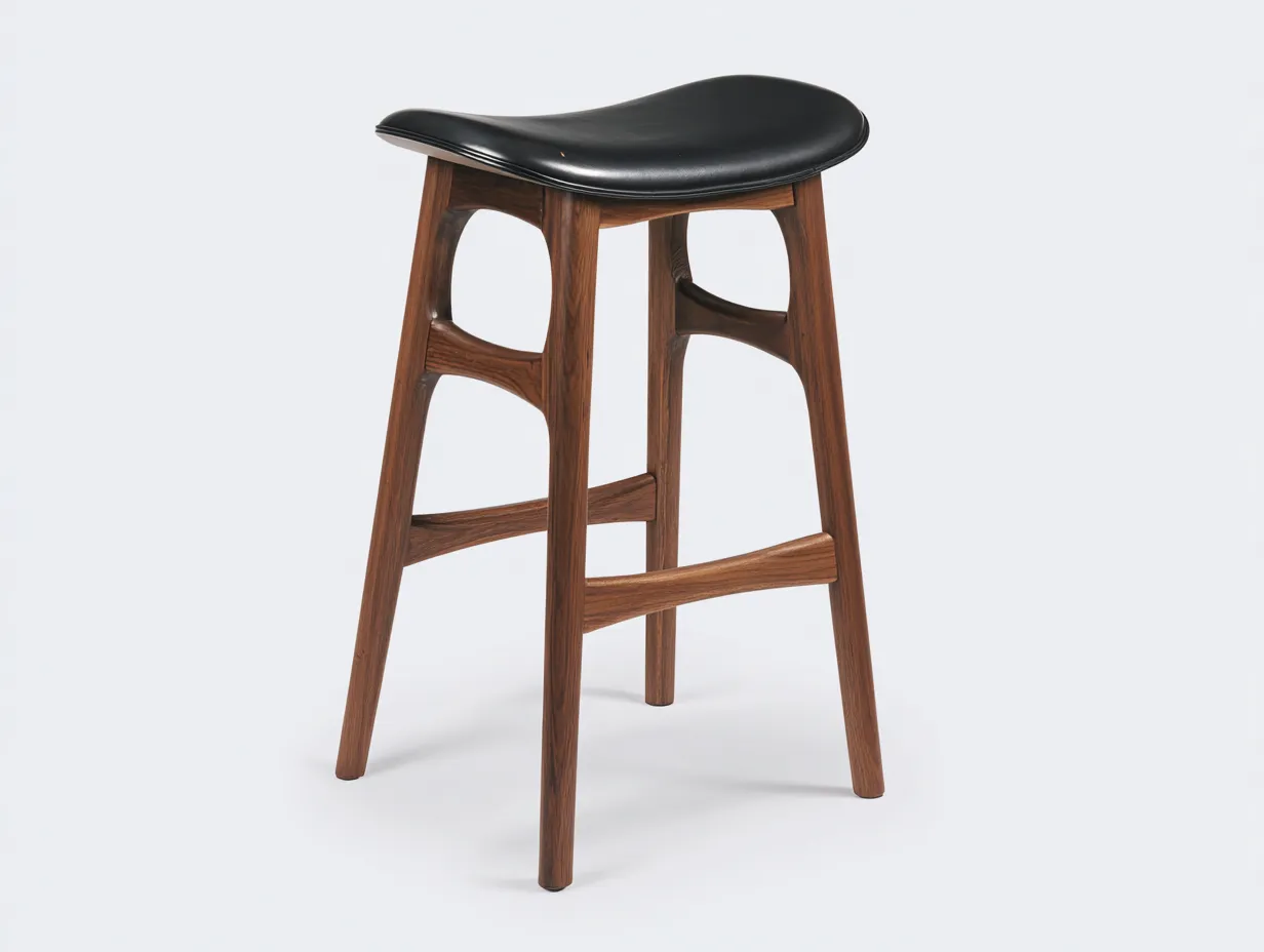 Barhocker 47x44x79 cm - Schwarz und Dunkelbraun - Retro Tresenhocker mit Holzrahmen und Fußablage