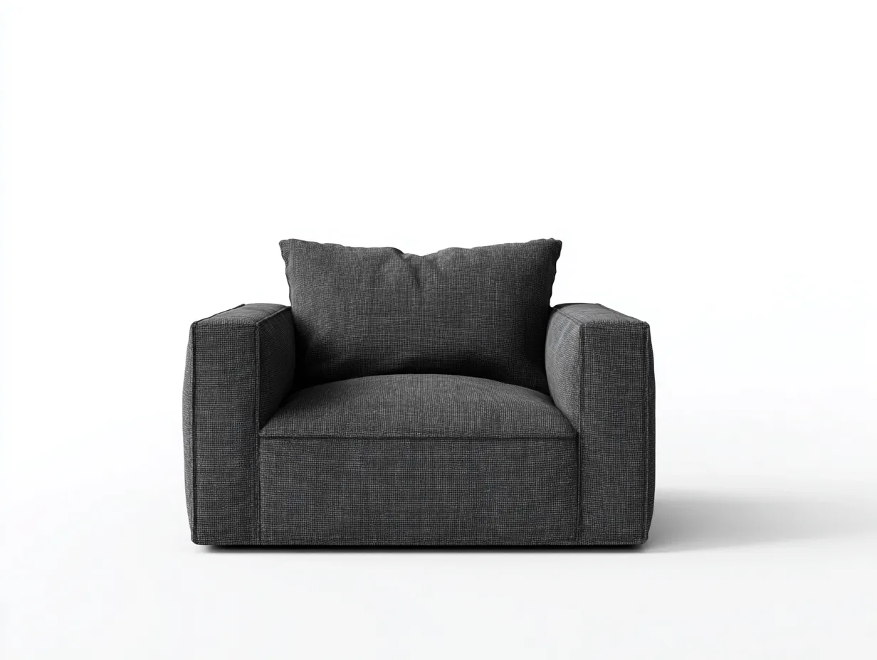 Sessel 100x88x74 cm - Strukturstoff - dunkelgrau - breiter Lounge-Sessel mit niedriger Form für das Wohnzimmer-Liralydecor