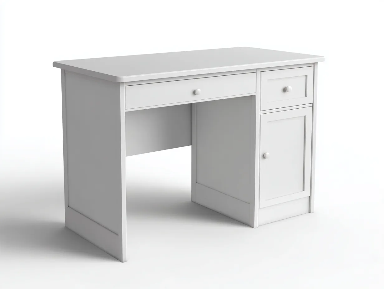 Schreibtisch 120x55x76 cm - Holzwerkstoff - weiß - mit Schublade und Türfach im klassischen Bürodesign-Sadironest