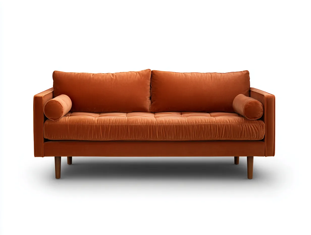 2-Sitzer-Sofa aus Samtstoff 176x88x82 cm - Rostorange - für das Wohnzimmer - mit klarer Form und Holzfüßen-Sadironest