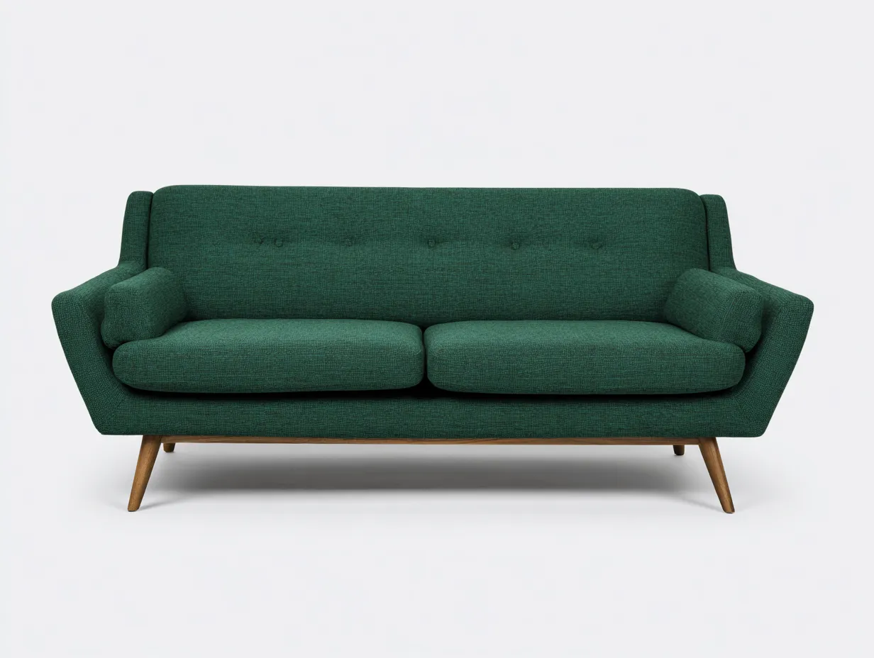 2-Sitzer-Sofa aus Strukturstoff 178x84x79 cm - Dunkelgrün - für das Wohnzimmer - Mid-Century-Design-Sadironest