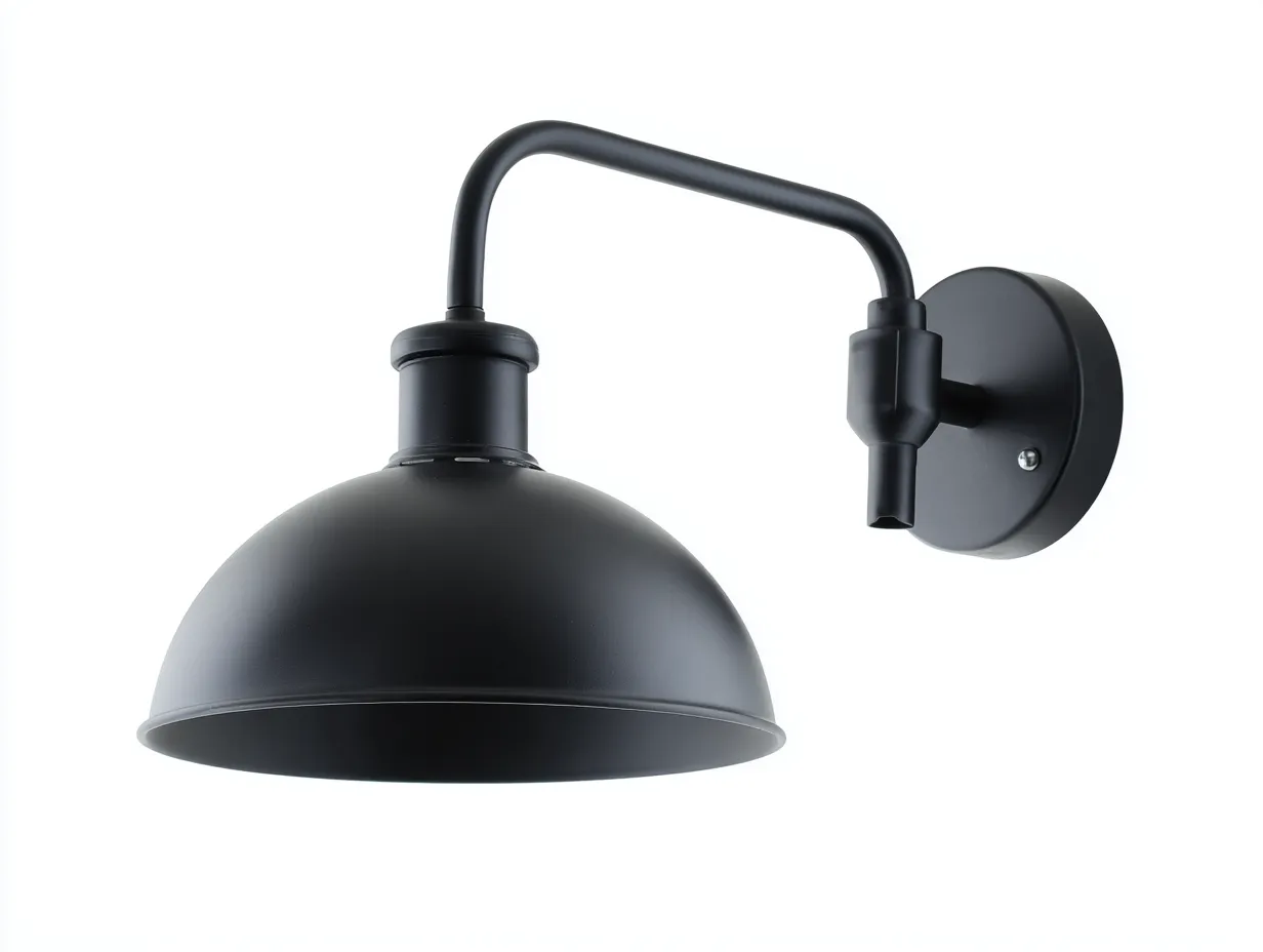 Wandleuchte 40x30x29 cm - Schwarz - Außenlampe mit rundem Wandhalter und Metallschirm-Sadironest