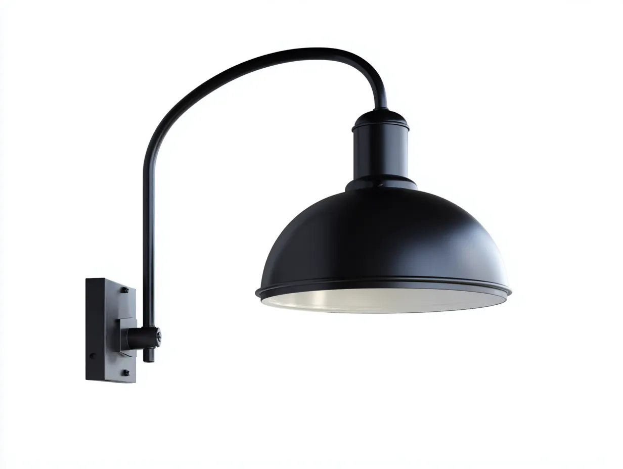 Wandleuchte 42x28x31 cm - Schwarz und Weiß - Außenleuchte mit Bogenarm und Kuppelschirm-Sadironest