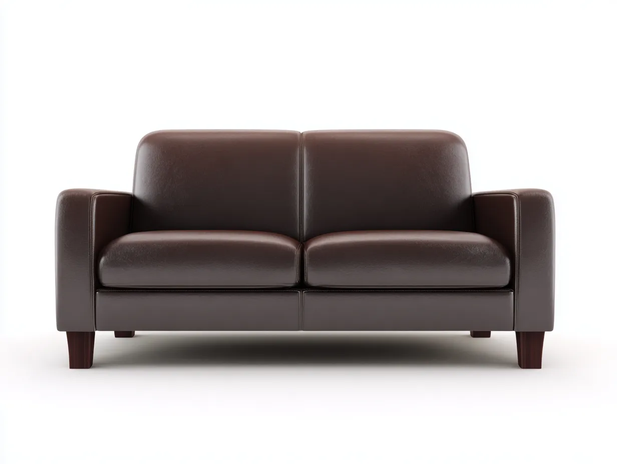 2-Sitzer-Sofa aus Lederoptik 170x84x80 cm - Hellbraun - für das Wohnzimmer - mit Zylinderrollen und Holzfüßen-Sadironest