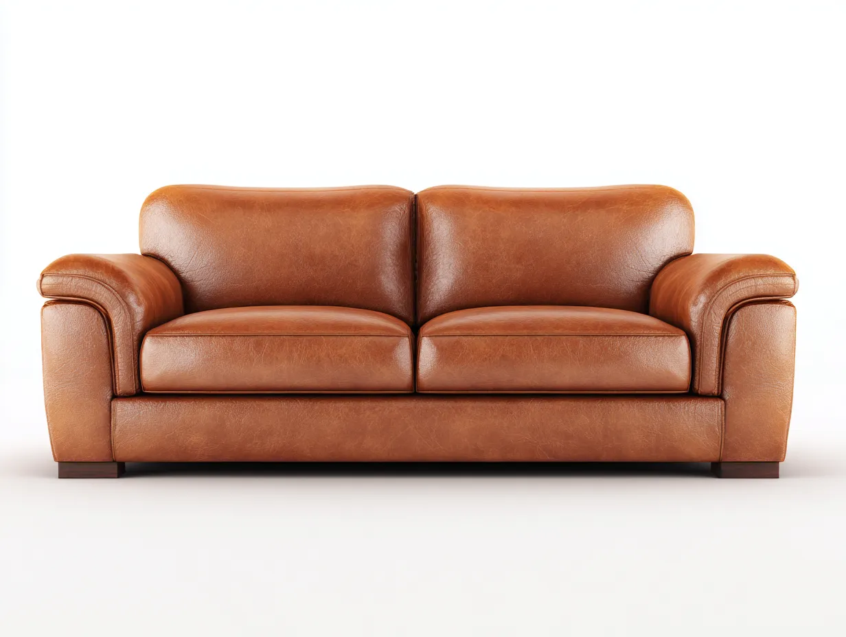 2-Sitzer-Sofa aus Lederoptik 176x90x80 cm - Cognacbraun - für das Wohnzimmer - mit markanter Polsterung-Sadironest