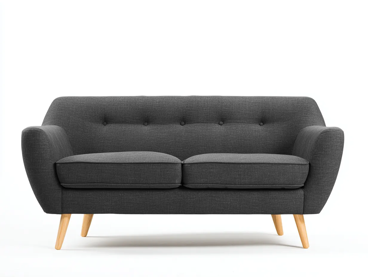 2-Sitzer-Sofa aus Stoff 176x86x81 cm - Dunkelgrau - für das Wohnzimmer - mit Knopfdetails-Sadironest