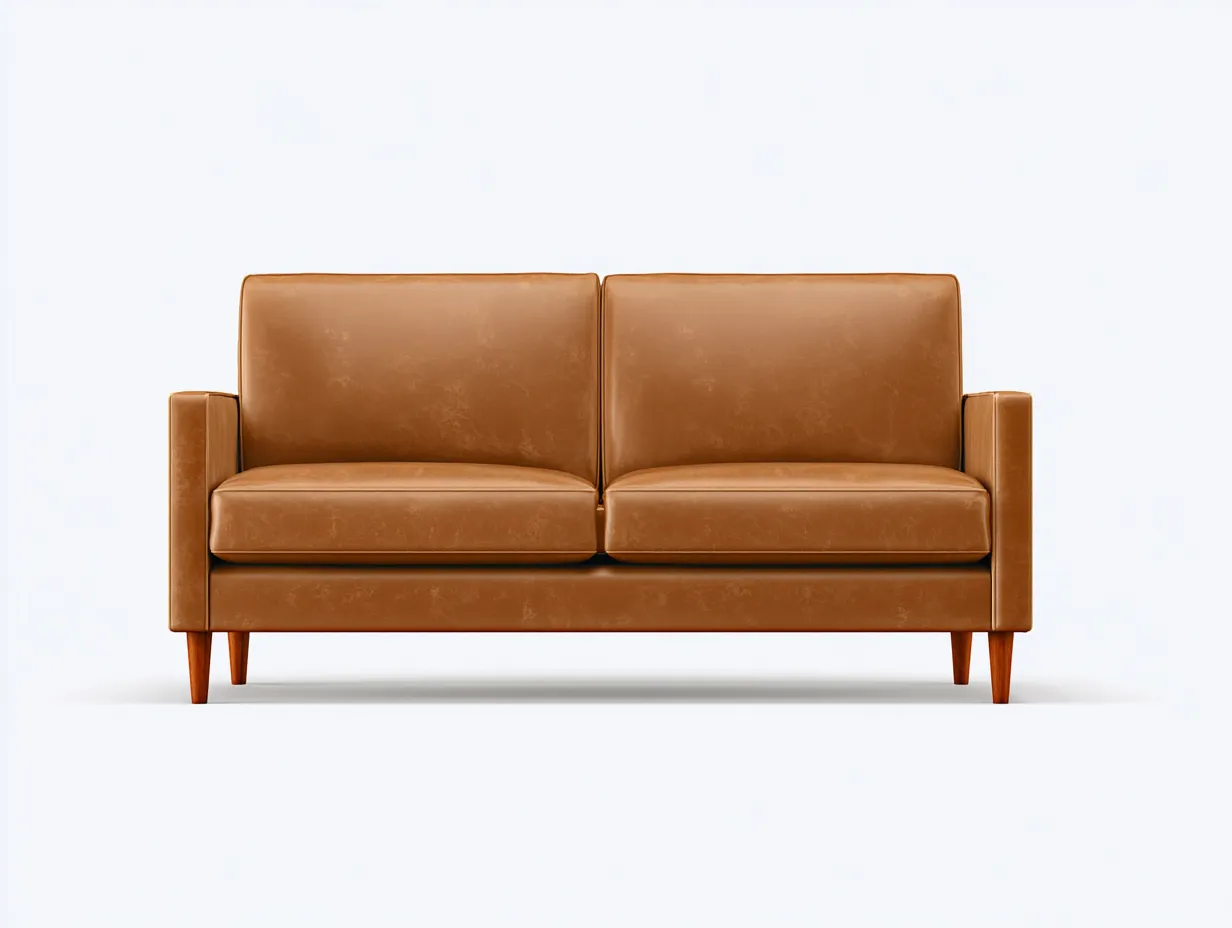 2-Sitzer-Sofa aus Kunstleder 166x82x77 cm - Hellbraun - für das Wohnzimmer - mit klarer Linienführung-Sadironest