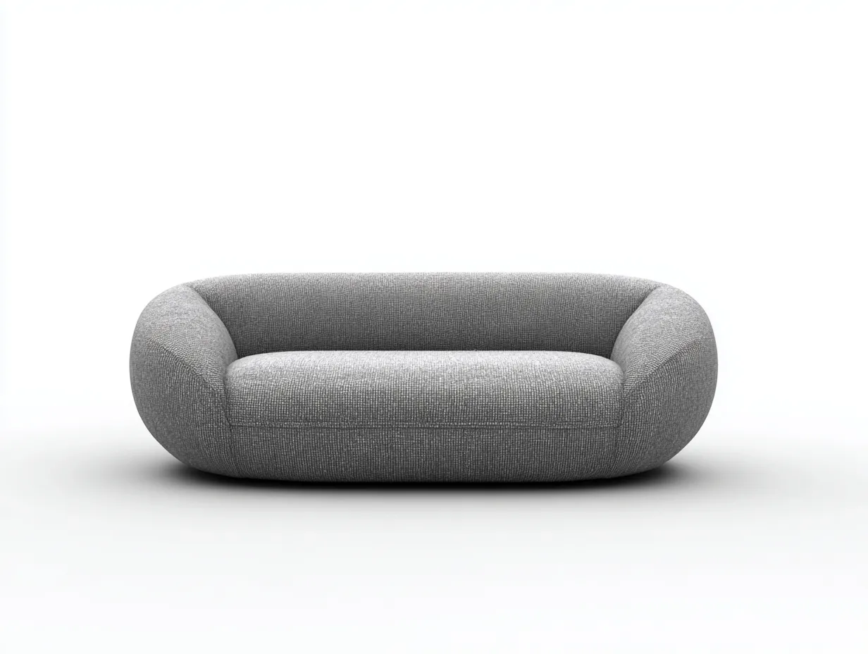 2-Sitzer-Sofa aus Boucléstoff 178x92x71 cm - Hellgrau - für das Wohnzimmer - mit organischer Form-Sadironest