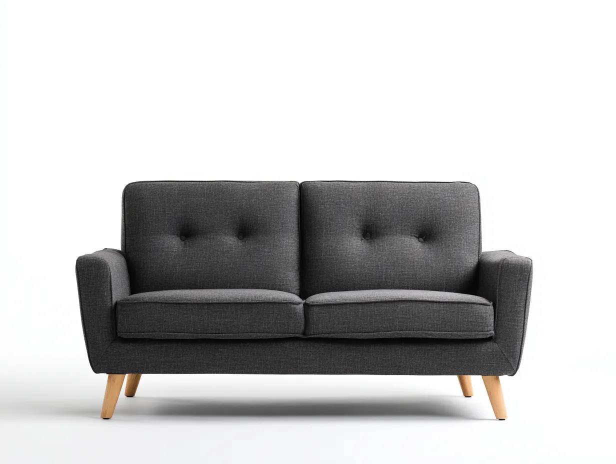 2-Sitzer-Sofa aus Stoff 158x80x79 cm - Dunkelgrau - für das Wohnzimmer - kompakte Ausführung-Sadironest