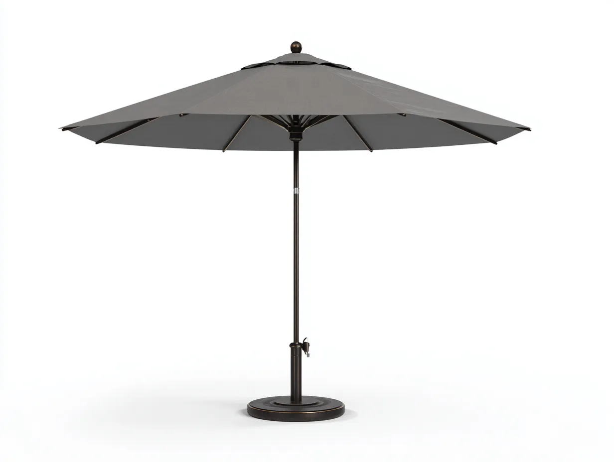 Sonnenschirm Aluminium 300 x 300 x 252 cm - Grau - mit Kurbel und Standfuß für Terrasse und Garten-Sadironest