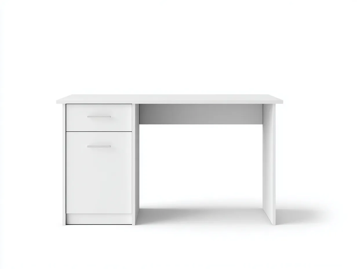 Schreibtisch 100x50x75 cm - Holzwerkstoff - weiß - mit Seitenmodul und kompaktem Stauraum für das Büro-Sadironest