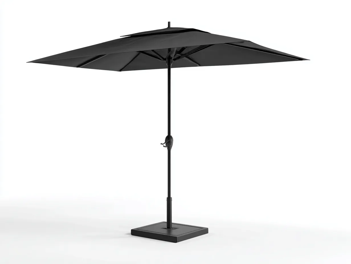 Sonnenschirm Aluminium 300x200x245 cm - Orange - rechteckig mit Kurbel und Standfuß für Terrasse-Sadironest