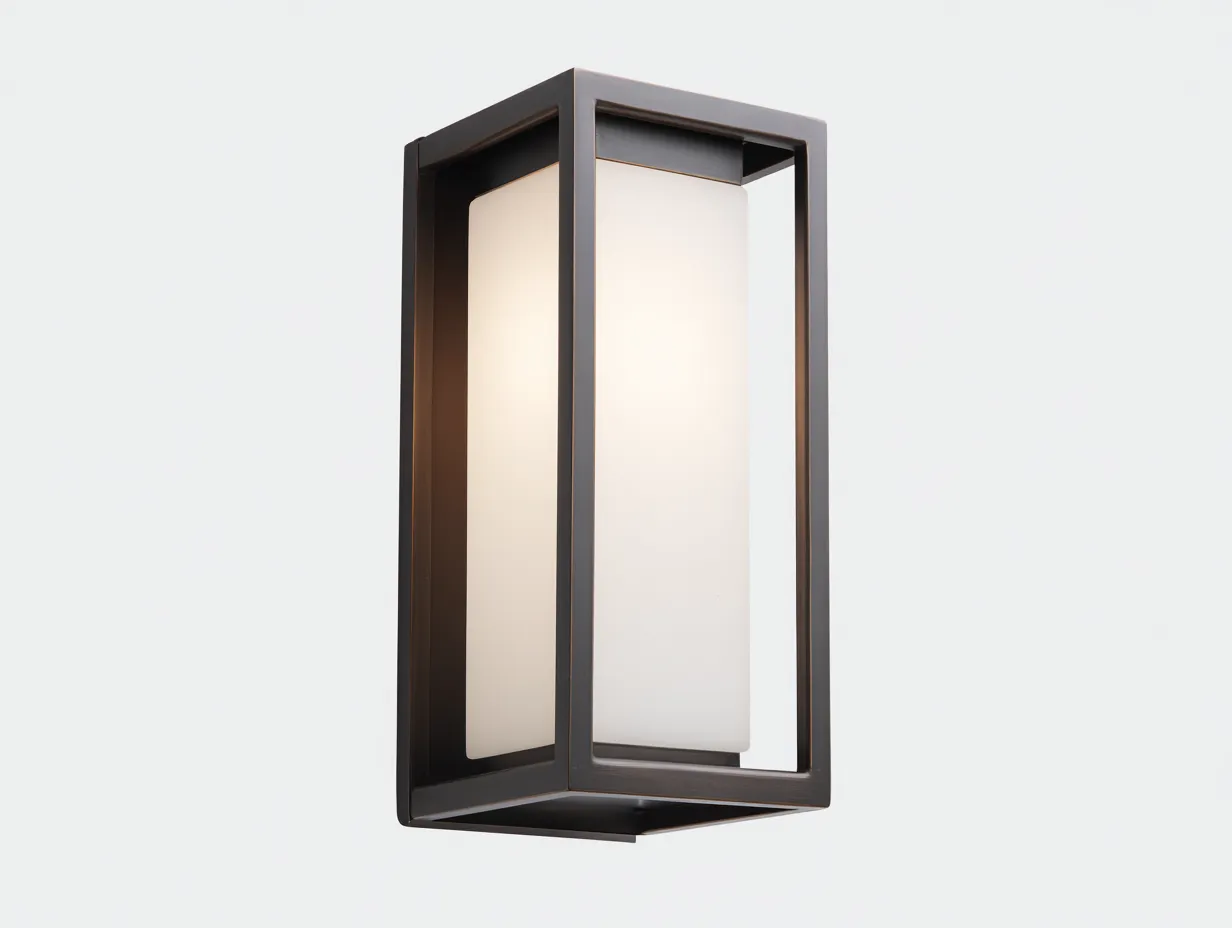 Wandleuchte 19x15x36 cm - Dunkelbronze und Mattglas - moderne Fassadenleuchte mit offenem Rahmen-Sadironest