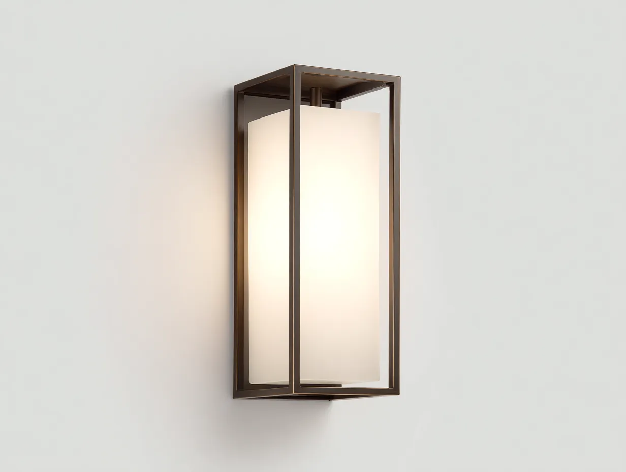 Wandleuchte 18x14x35 cm - Dunkelbronze und Milchglas - rechteckige Außenleuchte mit weichem Licht-Sadironest