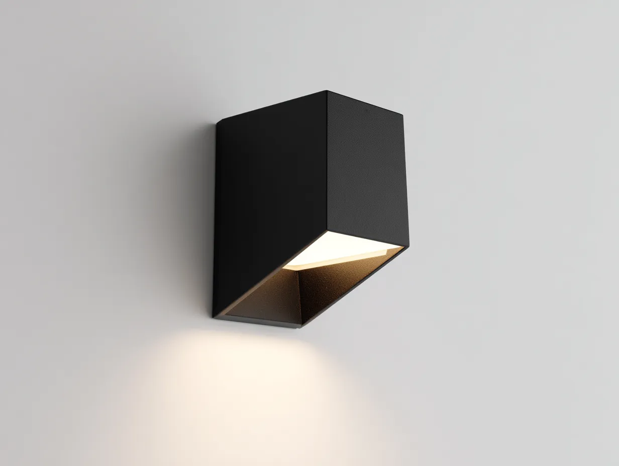 Wandleuchte 18x13x20 cm - Schwarz und Goldfarben - eckige Außenleuchte mit gerichtetem Licht-Sadironest