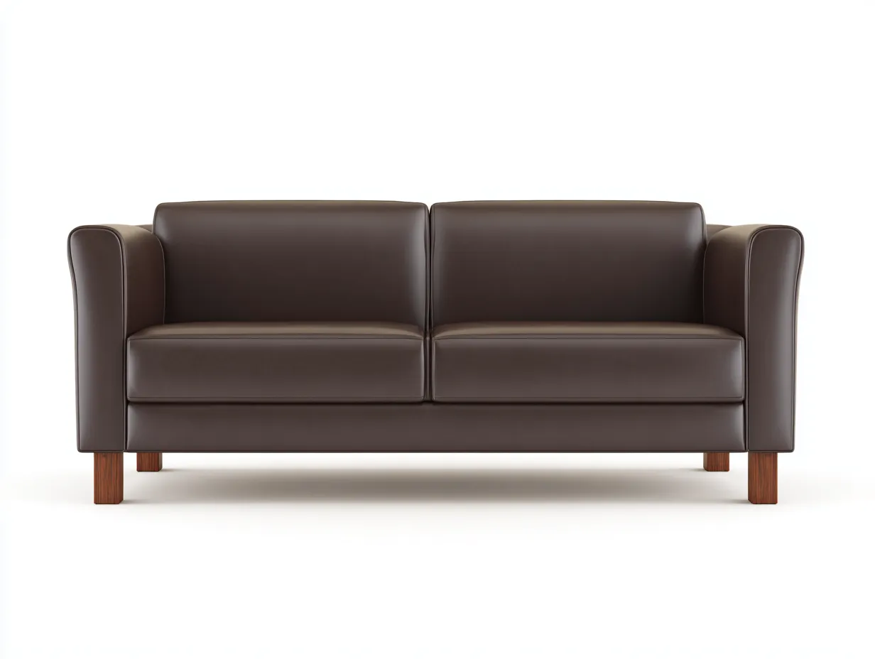 2-Sitzer-Sofa aus Kunstleder 180x88x78 cm - Hellbraun - für das Wohnzimmer - mit weich gerundeten Armlehnen-Sadironest