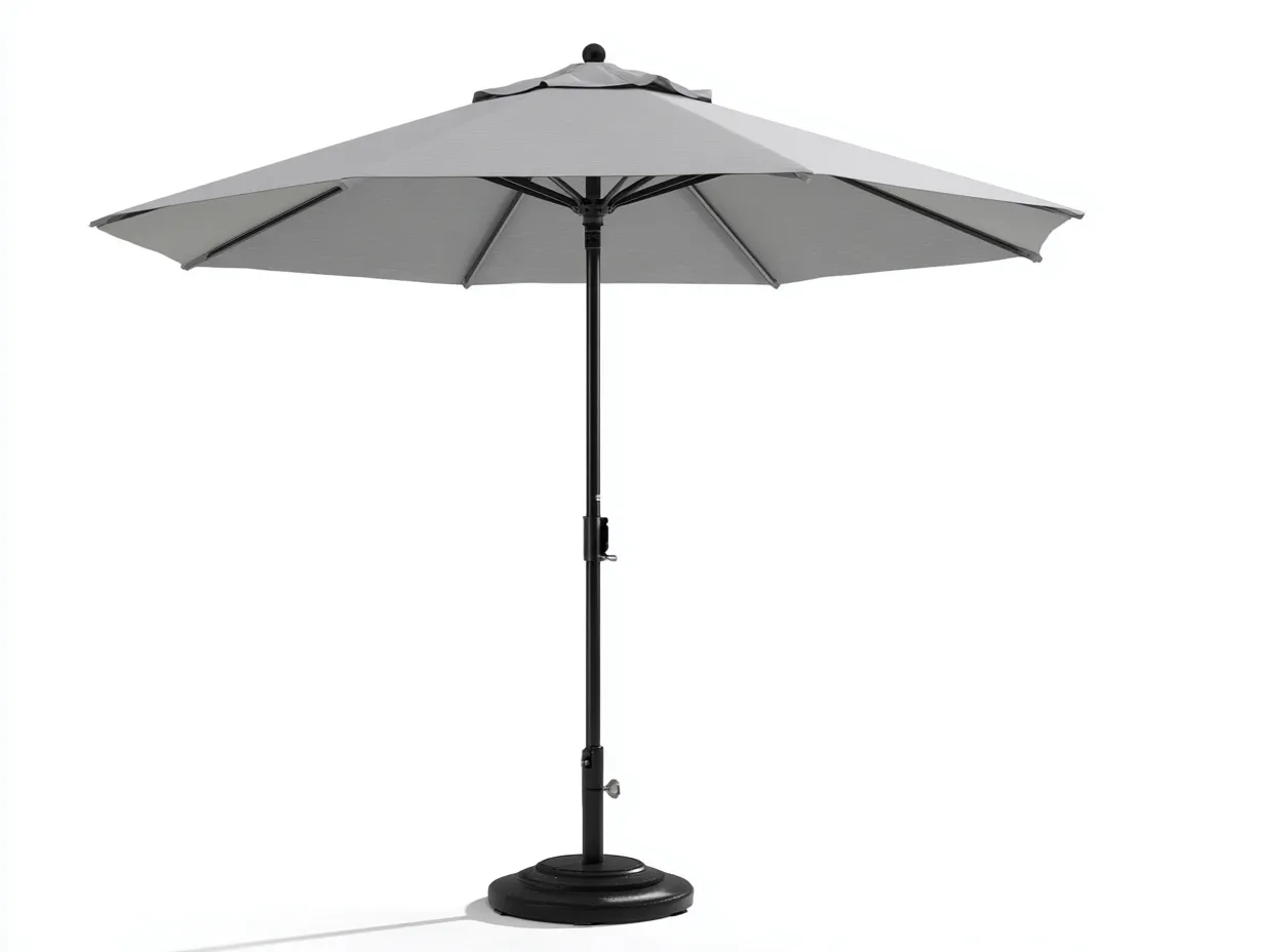Sonnenschirm Aluminium 320x320x253 cm - Silbergrau - großzügig mit Rundständer für Gartenlounge-Sadironest