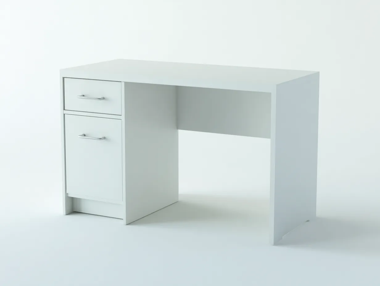 Schreibtisch 110x50x75 cm - Holzwerkstoff - weiß - mit Schublade und Türfach für das Büro-Sadironest