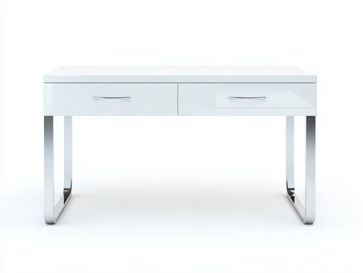 Schreibtisch 120x55x76 cm - Holzwerkstoff - weiß - mit zwei Schubladen und glänzender Oberfläche für das Büro-Sadironest