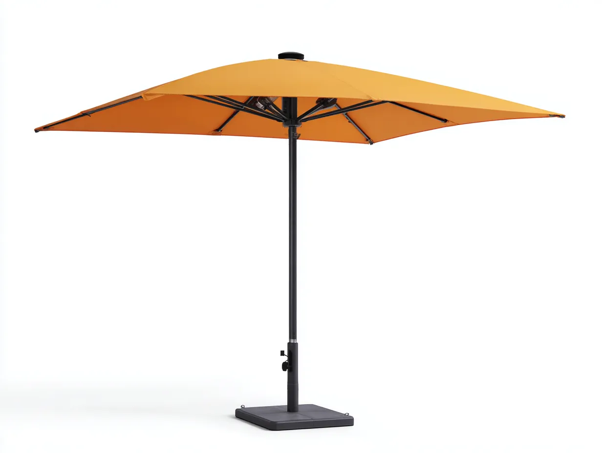 Sonnenschirm Metall 320x320x252 cm - Hellblau-Creme - klassisch mit Rundsockel für Garten und Patio-Sadironest