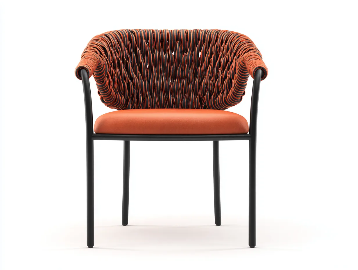 Stuhl mit Geflechtoptik 58x56x79 cm - orange und schwarz - für das Esszimmer - markante Armlehnenform-Siroyloft