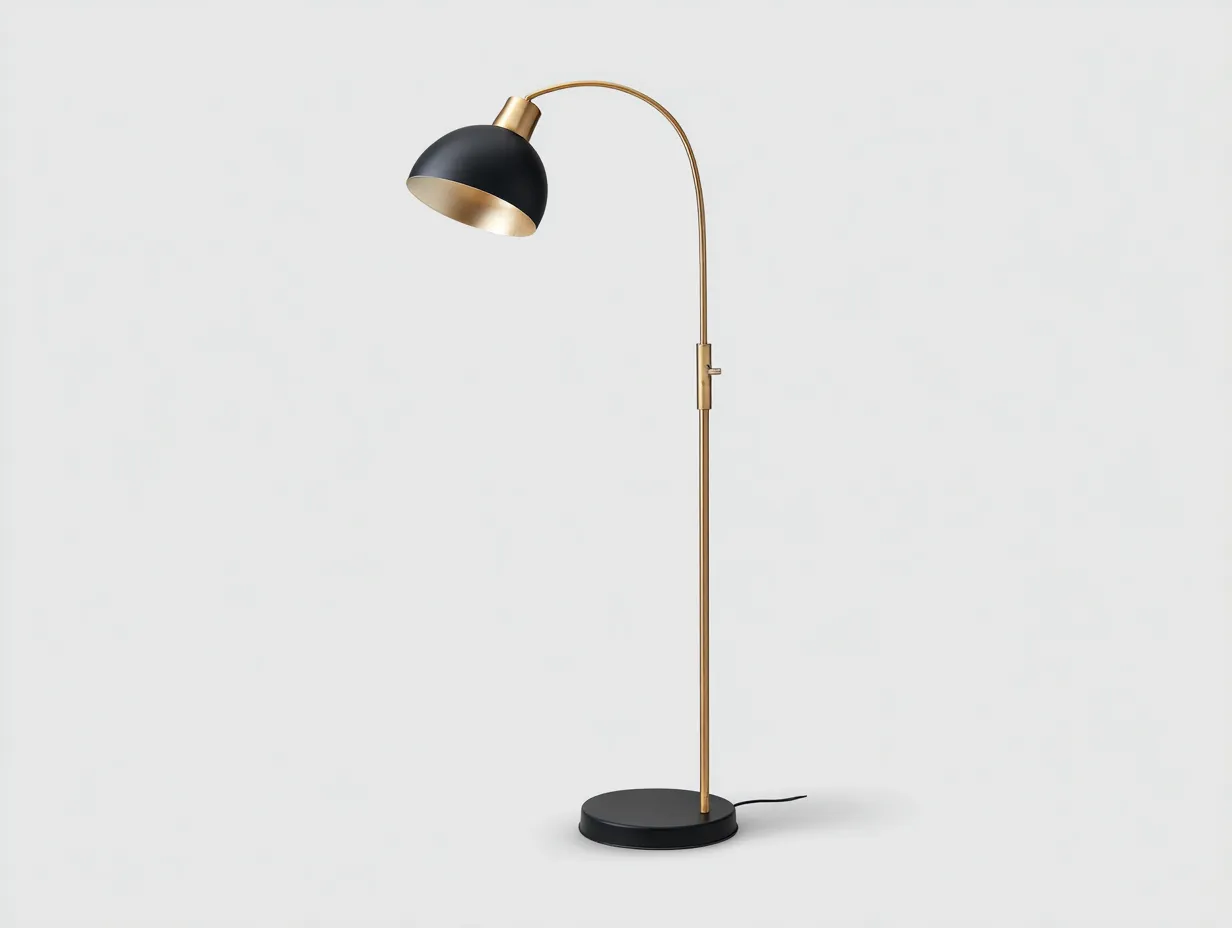 Stehleuchte 118x32x186 cm - Schwarz und Gold - Metall-Bogenlampe für Wohnzimmer mit Halbschirm-Siroyloft