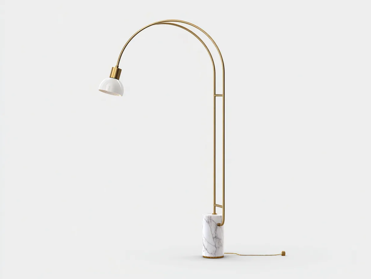 Stehleuchte 152x36x202 cm - Gold und Weiß - Metallleuchte für Wohnzimmer mit Stoffschirm und Marmorbasis-Siroyloft